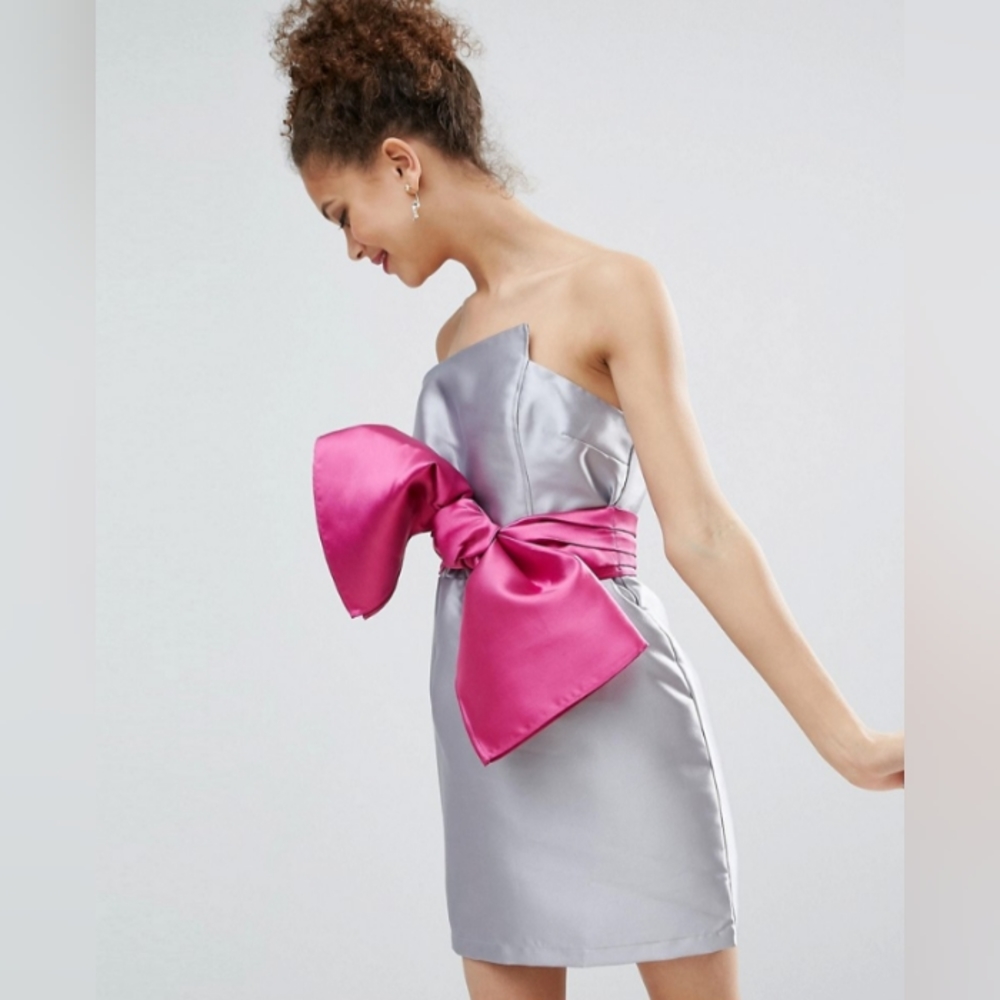 ASOS PETITE Structured 80's Bow Cocktail Dress